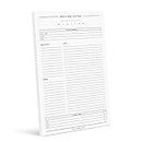 Bliss Collections Meeting Notes Notepad with 50 Undated 6 x 9 Tear-Off Sheets - Minimalist Tracker, Organizer, Scheduler - Keep Track of Attendees, Agenda, Action Items and Notes, Made in the USA