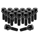 Wheel Accessories Parts Set of 20 Black 12x1.25 Lug Bolt Kit Cone Seat Acorn 17mm Hex, 28mm Shank Length, M12x1.25 Thread Cone Lug Bolts for Aftermarket Wheels (20, Black, 12 1.25)