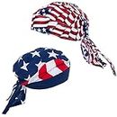 CoverYourHair American Flag Durag - USA Doo Rag - Dew Rags for Men - Patriotic Skull Caps - American Flag Headbands (2 Pack Dew Rags), 2 Pack Dew Rags, One Size