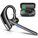 New bee Bluetooth Headset, Wireless Bluetooth Earpiece for Cellphone with 500mah Charging Case 80h Playtime V5.2 Dual Mic Noise Cancelling Hands-Free Earphones for Office Driver