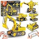 HOGOKIDS 5 en 1 Technic RC Building Toys - Juego de construcción de aplicación y Control Remoto para niños Ingeniería Bulldozer/Excavadora/Robot/Dump Truck/Elevador Regalo para niños de 6 a 12 años