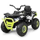 Costzon Ride on ATV, 12V Battery Powered Electric Vehicle w/ Safety Belt, LED Lights, Horn, 2 Speeds, USB/ MP3/TF, Rear Wheel Motorized Ride on 4 Wheeler Quad Car for Kids Over 3 Years Old (Green)