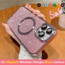 Mag Safe Magnetic Case For iPhone 15 14 Pro Max 13 12 WOMEN Bling Glitter Cover