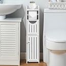 AOJEZOR Toilet Paper Holder Stand: Bathroom Storage Cabinet - Toilet Paper Holder Fit for Mega Roll,White