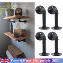 4X Pipe Shelf Brackets Industrial Iron Wall Floating Shelves Support Storage UK