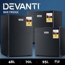 Devanti Bar Fridge Portable Mini Home Refrigerator Beer Freezer Office 48/70/95L