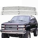 Billet Chrome Grille Inserts Combo Fits 1994-1999 Chevy C/K Pickup/Suburban/Tahoe Polished Front Grill 95 96 97 98