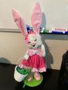 NWOT Annalee Dolls Easter Bunny Girl Pink Dress Basket  18.5" Rabbit Poseable