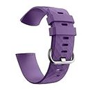 CellFAther Silicone Bands Compatible with Fitbit Charge 4/ Charge 3 & SE, Waterproof Strap Fitness Sport Wristband for Women & Men, (Small 139.7-180 MM) (Purple) (Watch Not Included)