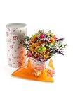 Birthday Blast Fresh Cut Live Flowers Arranged in a Takeout Container with your Personal Message Tucked Inside a Fortune Cookie