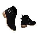Women's Classic Ankle Boots Fashion Low Heel Buckle Strap Booties Ladies Round Toe Fashion Fall Shoes