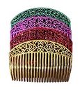 La Belleza Combo Pack of 4 Multicolor Studded Multi Hair Acrylic Comb | Hair Clip Fancy Bridal Hair Clip/Side Pin/Comb Pin/Jooda Pin Hair Accessories for Girls and Women