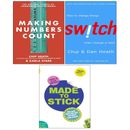 Chip Heath,Dan Heath Collection 3 Books Set Making Numbers Count, Made to Stick