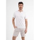 T-Shirt LERROS "LERROS Serafino mit Finelinerstreifen, washed" Gr. M, weiß (white) Herren Shirts T-Shirts