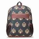 ZOUK Royal Green Mogra Floral Printed Women's Jute Handcrafted Vegan Leather Royal Green Classic Backpack