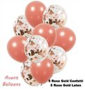 Rose Gold Confetti Balloons 18 inch |10 Pack Rose Gold Foil, Light Pink Paper
