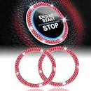 LivTee 2 PCS Crystal Double Rhinestone Car Engine Start Stop Decoration Ring, Bling Car Interior Accessories for Women, Push to Start Button Cover/Sticker, Key Ignition & Knob Bling Ring, Red