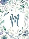 2022-2024 Monthly Calendar Planner – Initial/Letter M – Teal, Indigo & Green Leaves Floral Design: 3 Year Personalized Hardcover Notebook Gift for Women, Teens, Girls (8.25"x11")