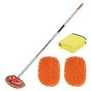 Stemni 62'' Car Wash Brush with Long Handle Car Wash Mop Mitt Chenille Microfiber Car Washing Brush Cleaning Kits Car Care Kits with Replacement Head, Microfiber Towels for Cars RV Truck Boat