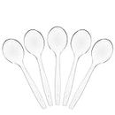 Plasticpro Disposable Clear Plastic Soup Spoons Heavyweight Utensils Pack of 50 Count