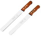 zunsy Classic 12 Inch Coarsed and Plain Bread Knife for Bread, Cake, Pastry Stainless Steel with Wooden Handle(Pack of 2)