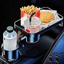 Car Dual Cup Holder Expander with 360° Rotating Tray, 3-in-1 Multifunctional Vehicle Double Water Cup Organiser Extender with Adjustable Base, Automotive Adapter for Snack Bottles Cups Drinks Phone
