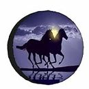 Horses Spare Tire Cover for RV Trailer Run Sunset Water Silhouette Purple Beach Wheel Protectors Weatherproof Polyester Tire Case for All Cars SUV Camper Travel 15 inch