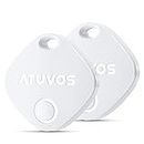 ATUVOS Smart Bluetooth Item Finder 2 Pack, Compatible with Apple Find My (iOS Only), Key Finder, Tracker Locator for Luggage Suitcase, Wallets, Bag, Replaceable Battery, IP67 Waterproof