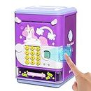 Deejoy Piggy Bank Toy Electronic Mini ATM Savings Machine with Personal Password & Fingerprint Unlocking Simulation - Music Box with Songs for Kids, Boys and Girls Age 3-8 Years (Purple)