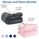 Luxury Sherpa & Flannel Fleece Blanket Large For Sofa Bed Couch Throw Soft Warm