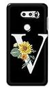 NDCOM for LG V30 Plus Back Cover V Alphabet White Floral Name Initial Letter Printed Hard Case