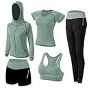 ZETIY Women's 5pcs Yoga Suit Sweatsuit Women's Activewear Sets Sport Yoga Fitness Clothing Ladies Workout Outfit Sportsuits for Running Jogging Gym