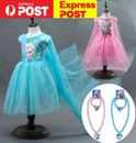 Girls Frozen Elsa Costume Party Birthday Costume Cosplay Dress With Cape 2-8Yrs