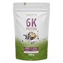 Nutri + 6K Poudre de protéines végétaliennes - Muffin aux myrtilles - sachet de 1 kg - six composants protéiques - avec d'isolat de protéines de pois