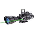 Pinty 4-12X50 EG Rifle Scope Set Illuminated Reticle Rangefinder with Reflex Sight and Green Dot Laser Sight for 22mm Weaver/Picatinny Rail Scope Mount for Tactical Hunting Target Shooting