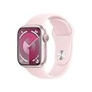 Apple Watch Series 9 [GPS] Smartwatch con Caja de Aluminio en Rosa de 41 mm y Correa Deportiva Rosa Claro - Talla S/M. Monitor de entreno, App Oxígeno en Sangre, Resistencia al Agua