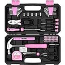 Pink Tool Kit：DEKO Tool Set, Pink Hand Tool Kit DIY for Women 62 Pieces, Ladies Tool Box for Home