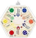 Wooden Board Game, Original Marble Game Board Game Double Sided Painted 6&4 Player Fast Track Board Game Wooden with 6 Colors 24 Marbles 6 Dice for Adults Kids Family