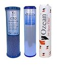 OZEAN RO Replacement Filter Set for 25 Lph Commercial RO and Under Sink Water Purifier - 3 Pcs