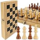 Vihaan Toys Premium 11"x11" Inch Foldable Wooden Chess Board Set with 32 Wooden Chess Coins | for 3 Years and up- VT- 878 (11 INCH Chess Board)