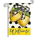 Welcome Lemon Summer Polka Dot Garden Flag 12x18 inch,Home Ourdoor Yard Flag Decoration -A