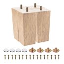 Furniture Legs, 150mm Set of 4 Square Wood Couch Legs, with Accessories