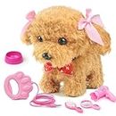 TOMMYHOME Kinder Elektronische Haustiere Hund, Interaktives Plüschtier Spielzeug mit Ferngesteuerter Leine & Zubehör Geschenk für Mädchen und Junge