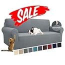 YEMYHOM Couch Cover Latest Jacquard Design High Stretch Sofa Covers for 3 Cushion Couch, Pet Dog Cat Proof Slipcover Non Slip Magic Elastic Furniture Protector (Large, Light Gray)