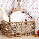 AKWAY Handmade Wicker Basket Bathroom Vanity Tray for Toilet Paper and Soap, Wicker Kitchen Counter Top Storage Shelf Coffee Table Decorative Tray Cosmetic Organizer Display Holder 13" x 9" x 6"