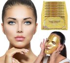 10 x 24K Gold Bio Collagen Luxury Face Mask Wrinkle Tired Puffy Eyes Treatment