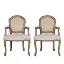 The MUEBLES Store Solid Wood and Cane Rattan Upholstered Dining Chair Set of 2 pcs for Home, Hotel, Study Room
