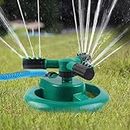 Lukzer 1 Pc Automatic 360 ° Rotating Adjustable Round 3 Arm Lawn Water Sprinkler for Watering Garden Plants/Pipe Hose Irrigation Yard Water Sprayer (Green)
