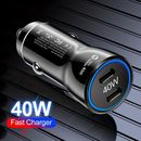 40w Dual Pd Car Charger Usb Type C Fast Charging Car Phone Adapter Quick Charge 3.0 Car Lighter Car Charger