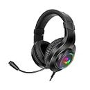 Redragon H260 RGB Gaming Headset with Microphone, Wired, Compatible with Xbox One, Nintendo Switch, PS4, PS5, PC, Laptops and Nintendo Switch (Black)